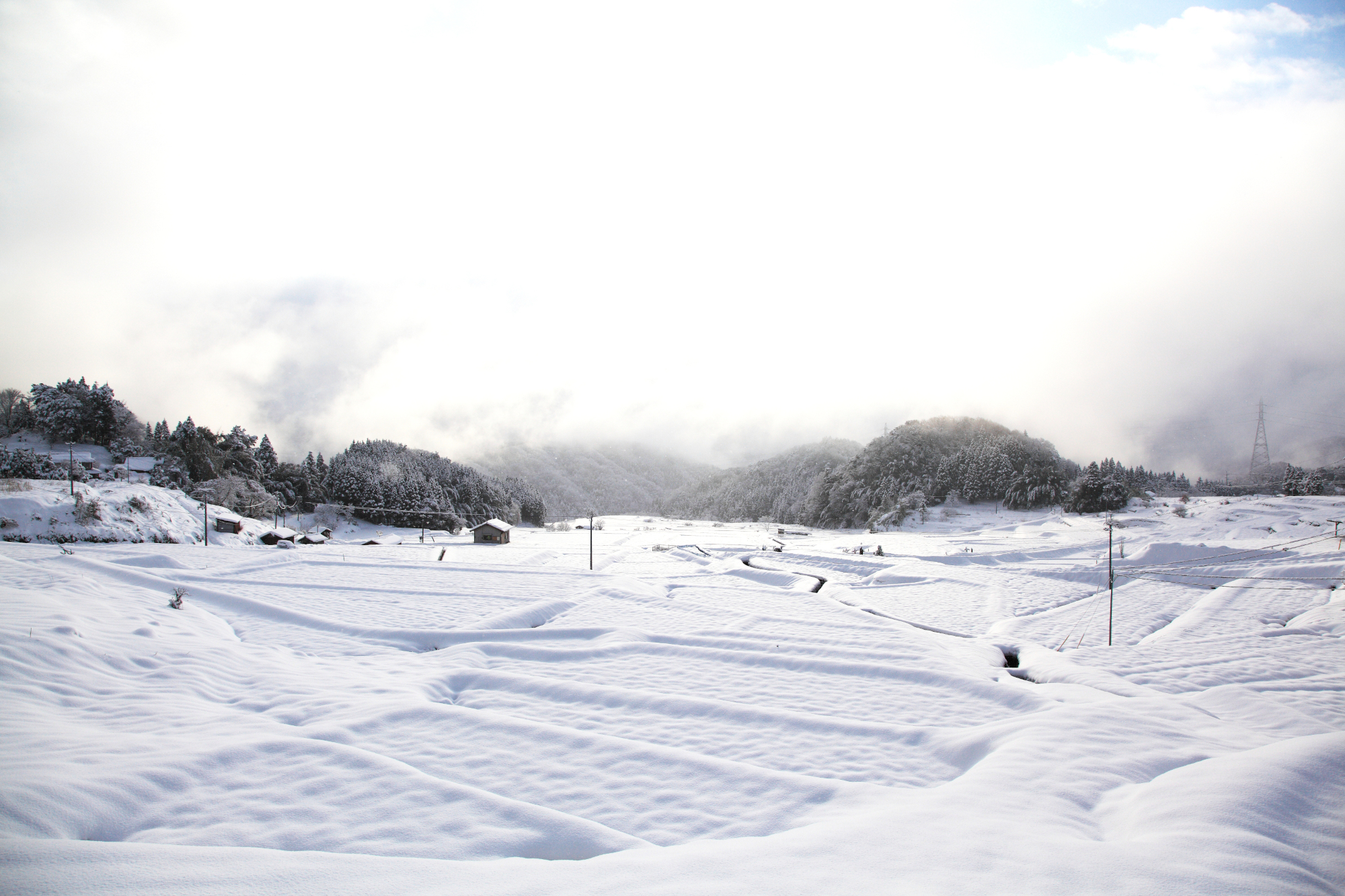 山王寺の棚田の雪景色